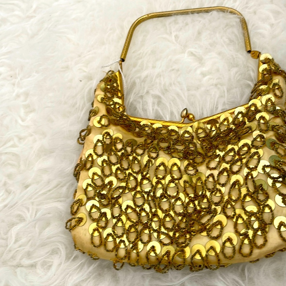Handmade vintage gold sequin evening bag